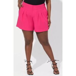 Torrid Studio Crepe Shorts Womens 22 Pink Wide Leg Pleated Belted Professional
